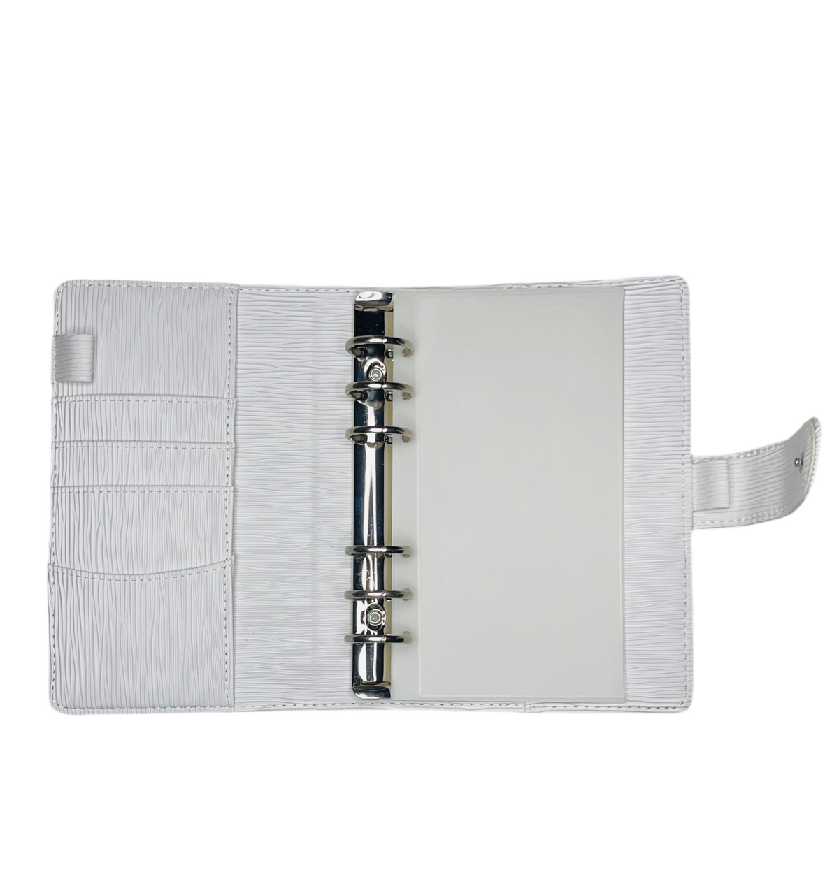 A6 White Saffiano Binder